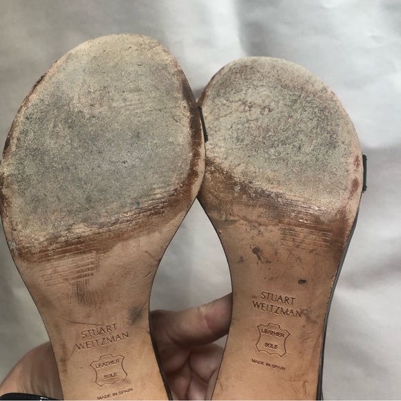 ❤️Stuart Weitzman Black Sandals Heels Patent Leather size 5 M - Picture 9 of 10